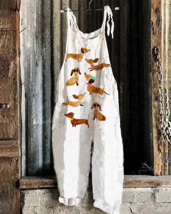 Solea | Lightweight artisanal jumpsuit with dachshunds